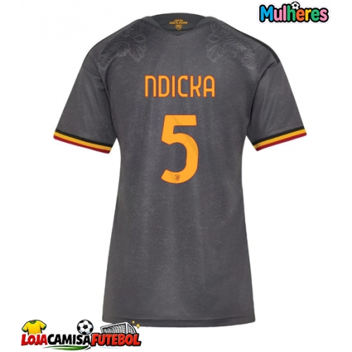 Camisa de Futebol AS Roma Evan Ndicka #5 Equipamento Alternativo Mulheres 2026-27 Manga Curta